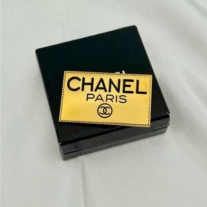 Vintage Gold Chanel Paris CC Plate Brooch